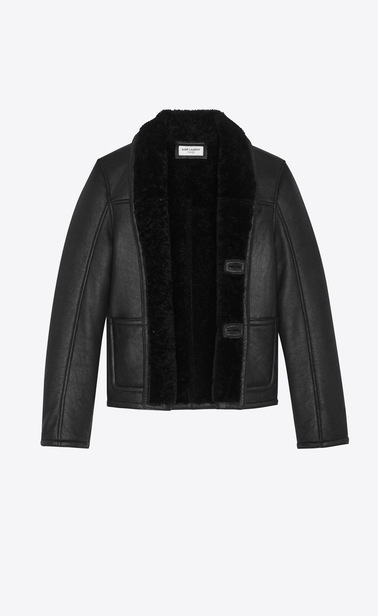 SAINT LAURENT Leather jacket Man Jacket in black leather and shearling. b_V4